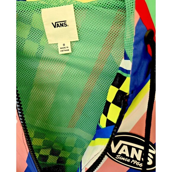 VANS Hooded Windbreaker Unisex Full Zip Pockets Multi Color & Pattern - Picture 8 of 10